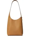 Tory Burch Small Romy Pebble Leather Hobo Bag In Brown