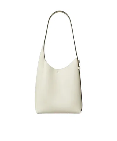 Tory Burch Small Romy Pebble Leather Hobo Bag In Light Cream