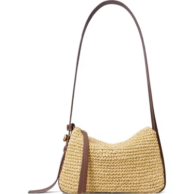 Tory Burch Romy Straw Small Shoulder Bag Natural In Brown