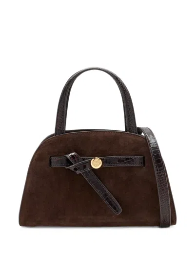 Tory Burch Small Romy Suede Bauletto In Brown