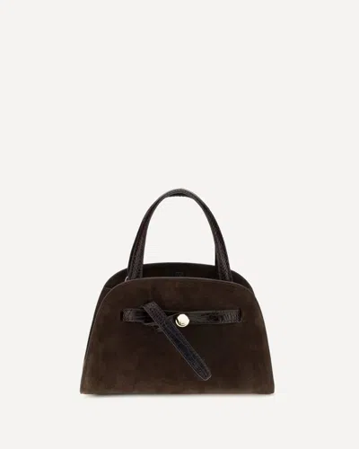 Tory Burch Small Romy Suede Top Handle Bag In Brown