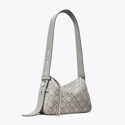 Tory Burch Small Romy T Monogram Shoulder Bag In Gray