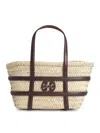 Tory Burch Small Ella Shopping Bag In Straw Classic Leather Color
