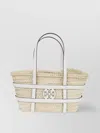 Tory Burch Small Straw Basket Tote With Dual Handles