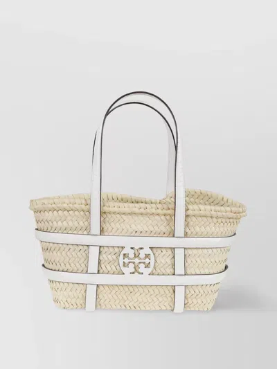 Tory Burch Small Straw Basket Tote With Dual Handles