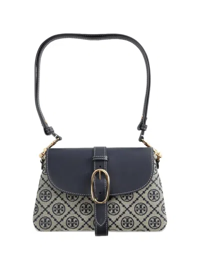 Tory Burch Small T Monogram Buckle-fastening Shoulder Bag In Blue