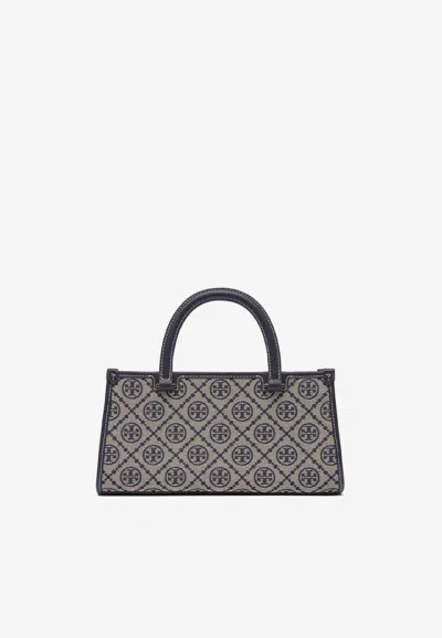 Tory Burch Small T Monogram East-west Tote Bag In Blue