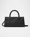 Tory Burch Small T Monogram Embossed East-west Tote Bag In Black