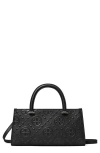 Tory Burch Small T Monogram Embossed East-west Tote Bag In Black
