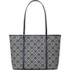 Tory Burch Small T Monogram Jacquard Tote In Tory Navy