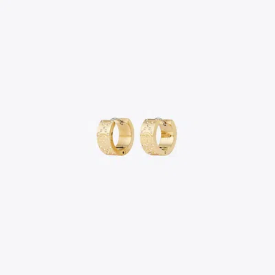 Tory Burch Small T Monogram Pavé Hoop Earring In Tory Gold/crystal