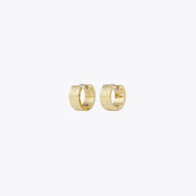 TORY BURCH SMALL T MONOGRAM PAVÉ HOOP EARRINGS