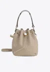 Tory Burch Small T-monogram Pebble Bucket Bag In Brown