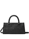 Tory Burch Small T Monogram Embossed East-west Tote Bag In Black