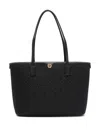 Tory Burch Small T Monogram Canvas Tote Bag In Black