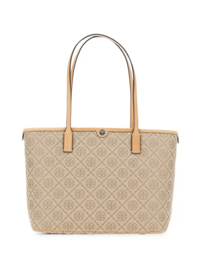 Tory Burch Small T-monogram Tote Bag In Neutral