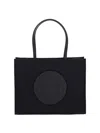 Tory Burch Black Tote With Circular Logo And Functional Design In Black