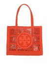 Tory Burch Ella Small Crochet Raffia Tote Bag In Red