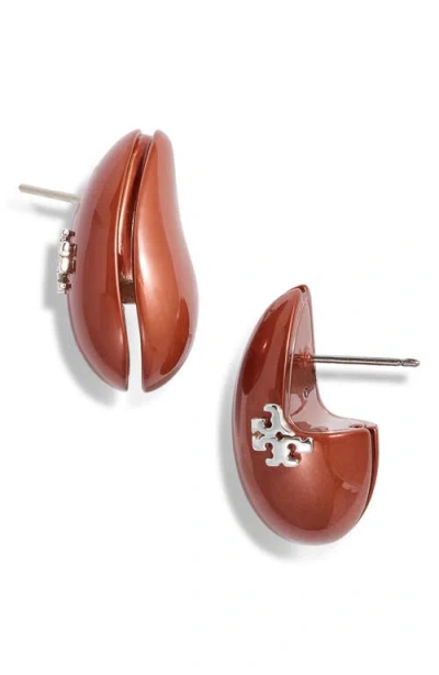 Tory Burch Small Wave Drop Earrings In Rust