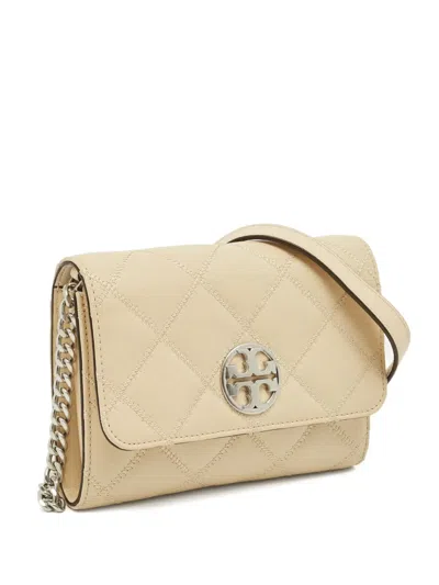 Pre-owned Tory Burch Small Willa Quilted Chain-strap Cross Body Bag In Neutral