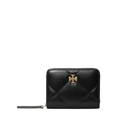 Tory Burch Kira Diamond Quilt Small Zip Around Wallet In Black