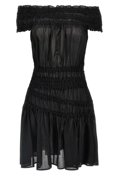 Tory Burch 'smocked Cotton' Dress In Black