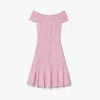 Tory Burch Smocked Cotton Dress In Light Pink
