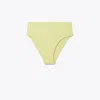 Tory Burch Smocked High-leg High-waisted Bikini Bottom In Lumen