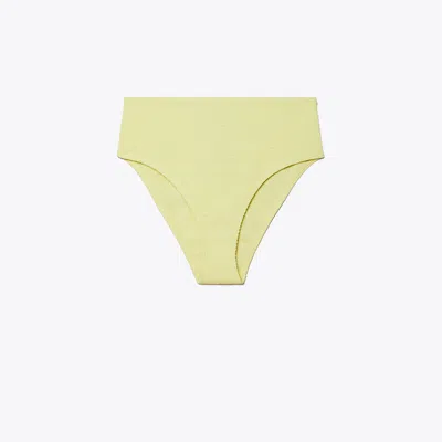 Tory Burch Smocked High-leg High-waisted Bikini Bottom In Lumen