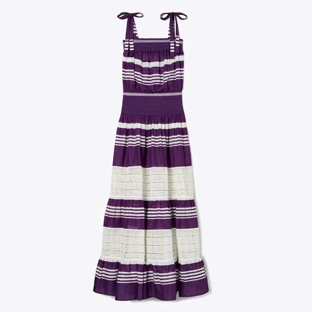 knee length dresses for ladies Tory Burch Women's Printed Smocked Dress
