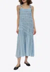 TORY BURCH SMOCKED SLEEVELESS MIDI DRESS