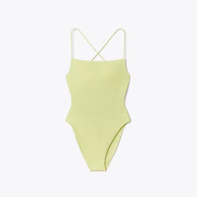 Tory Burch Smocked Swimsuit In Brown