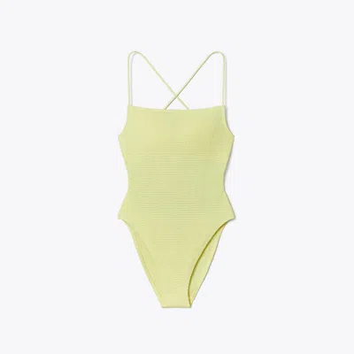 Tory Burch Smocked Swimsuit In Lumen