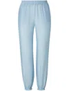 Tory Burch Smocked Viscose Pant In Blue