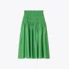 Tory Burch Smocked Viscose Skirt In Green