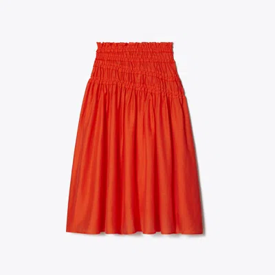 Tory Burch Smocked Viscose Skirt In Red