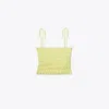Tory Burch Smocked Viscose Top In Yellow