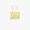 Tory Burch Smocked Viscose Top In Lumen