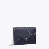 Tory Burch Smooth Leather Envelope Chain Pouch In Blue