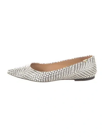 Pre-owned Tory Burch Snakeskin Animal Print Ballet Flats In Black/white
