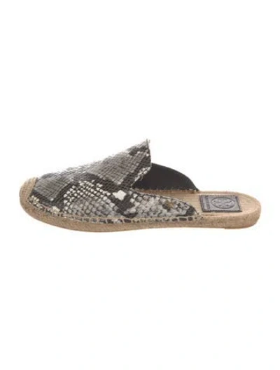Pre-owned Tory Burch Snakeskin Animal Print Espadrilles In Black
