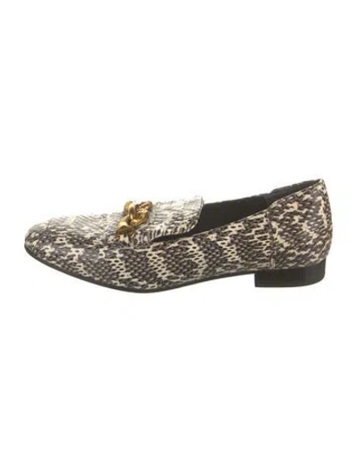 Pre-owned Tory Burch Snakeskin Animal Print Pumps In Black/white