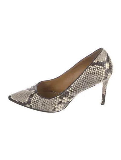 Pre-owned Tory Burch Snakeskin Animal Print Pumps In Neutral