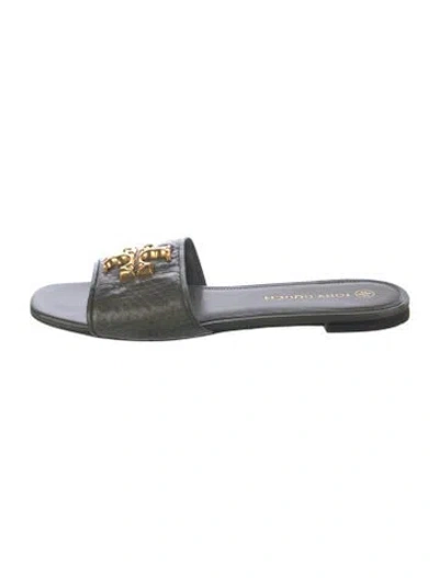 Pre-owned Tory Burch Snakeskin Animal Print Slides In Multicolor