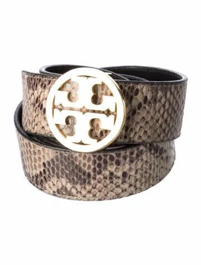 Pre-owned Tory Burch Snakeskin Belt In Neutral