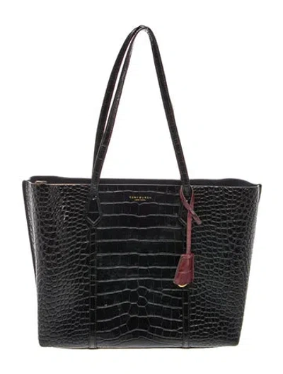 Pre-owned Tory Burch Snakeskin Tote In Black