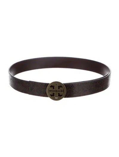 Pre-owned Tory Burch Snakeskin Waist Belt In Brown
