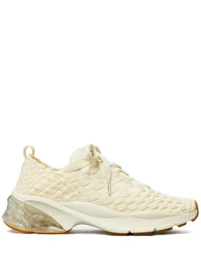 Tory Burch Good Luck Woven Trainer Sneakers In Beige