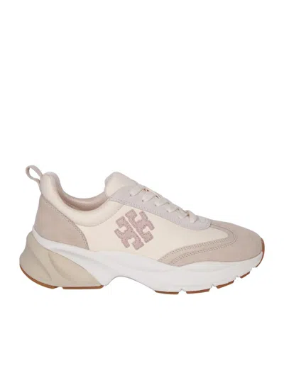 Tory Burch Leather Good Luck Trainer Sneaker In Beige