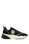 Tory Burch Good Luck Black And White Sneakers With Double T Detail In Tech Jersey And Fabric Woman In Black